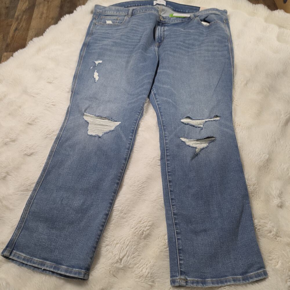 NEW Lane Bryant Body Icon Straight Fit High Rise Jeans Sz 28 Classic Distressed